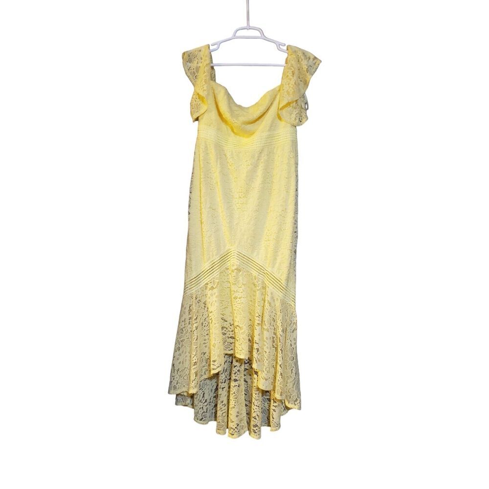 NWT Little Mistress  Dress Women Sz 8‎ Petite Yellow Lace Cottagecore Fairycore